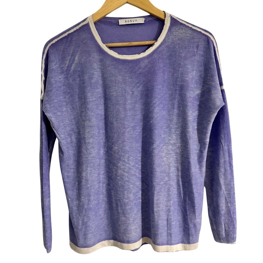 Kokun Bamboo Scoop Neck Sweater SZ XS/Small Purple Bamboo Cashmere Casual GUC